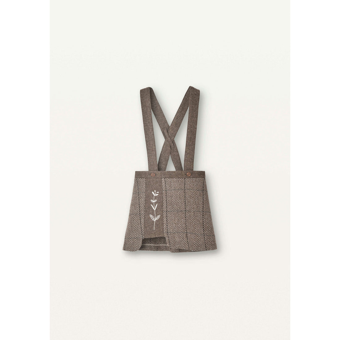 Popelin Brown Herringbone Strap Skirt
