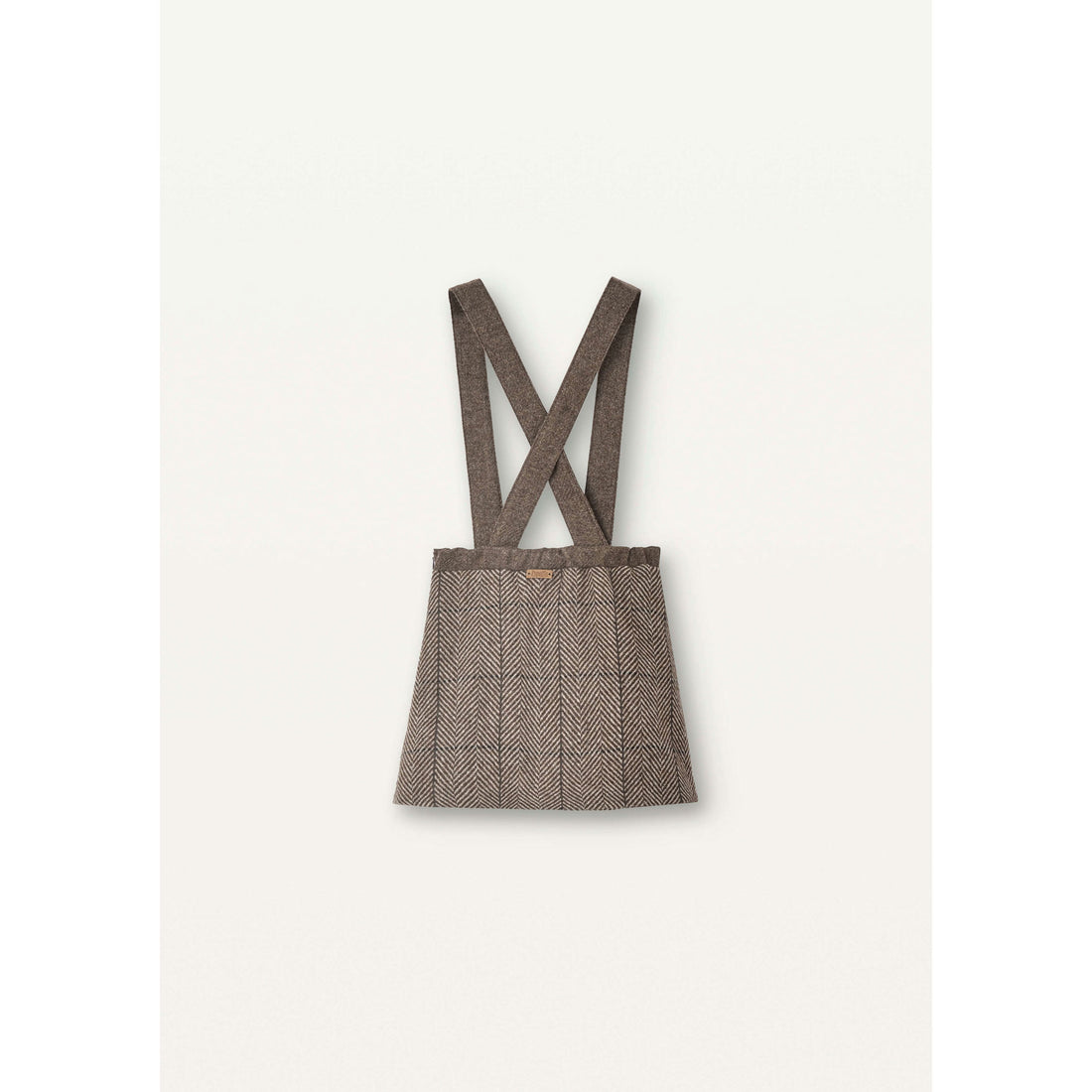 Popelin Brown Herringbone Strap Skirt
