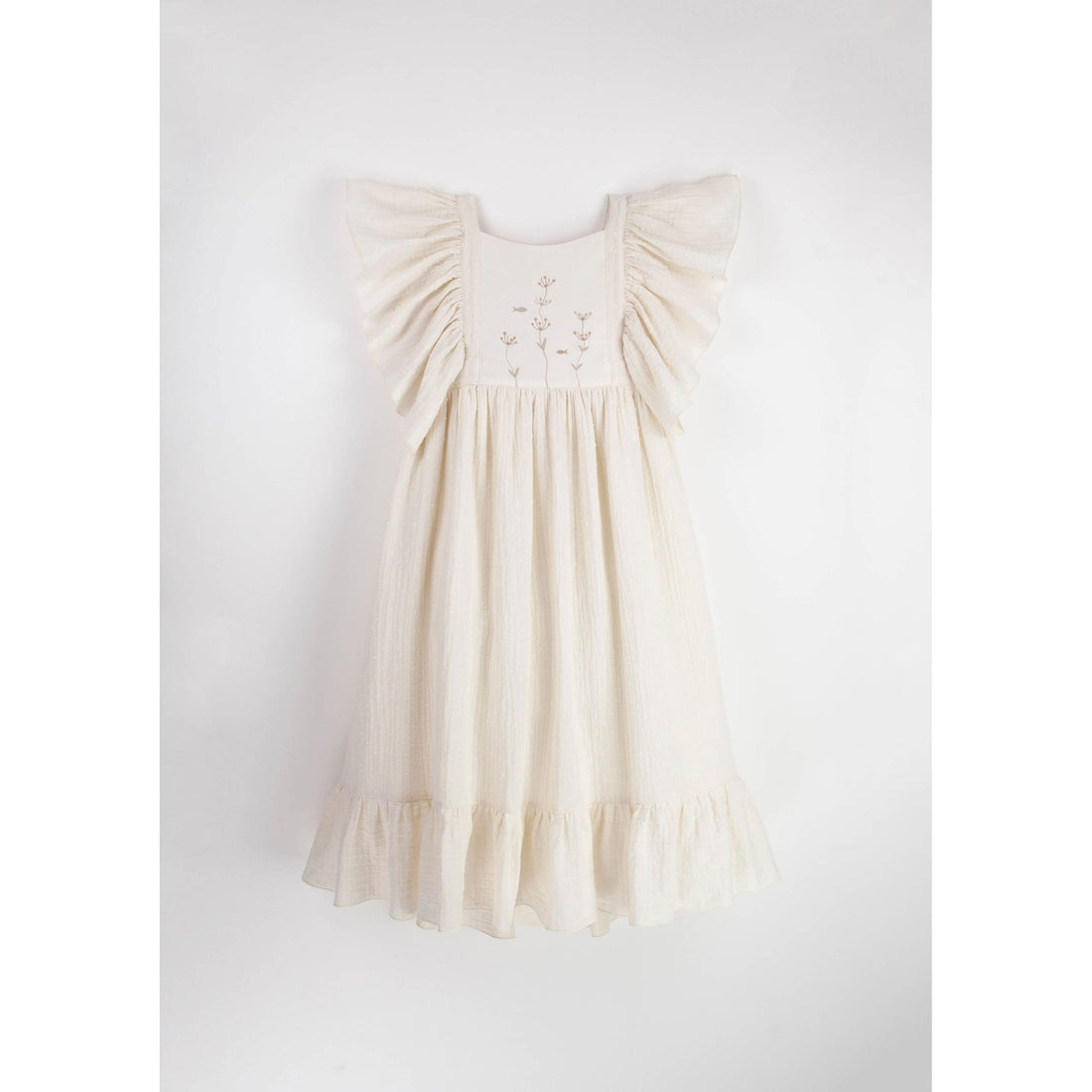 Popelin Off White Frill Midi Dress