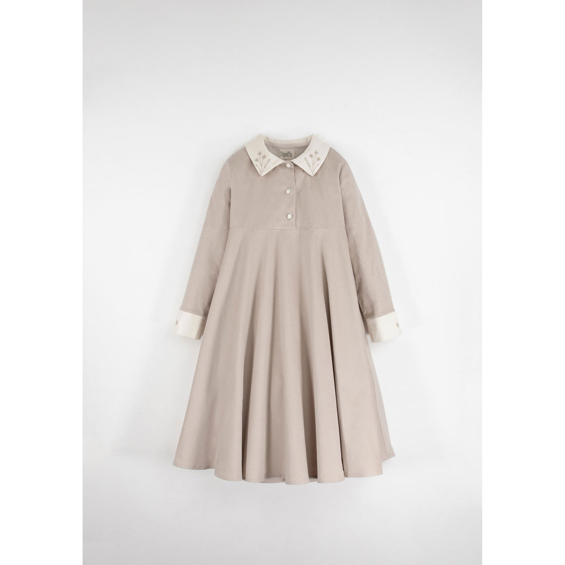 Popelin Beige Velvet Dress