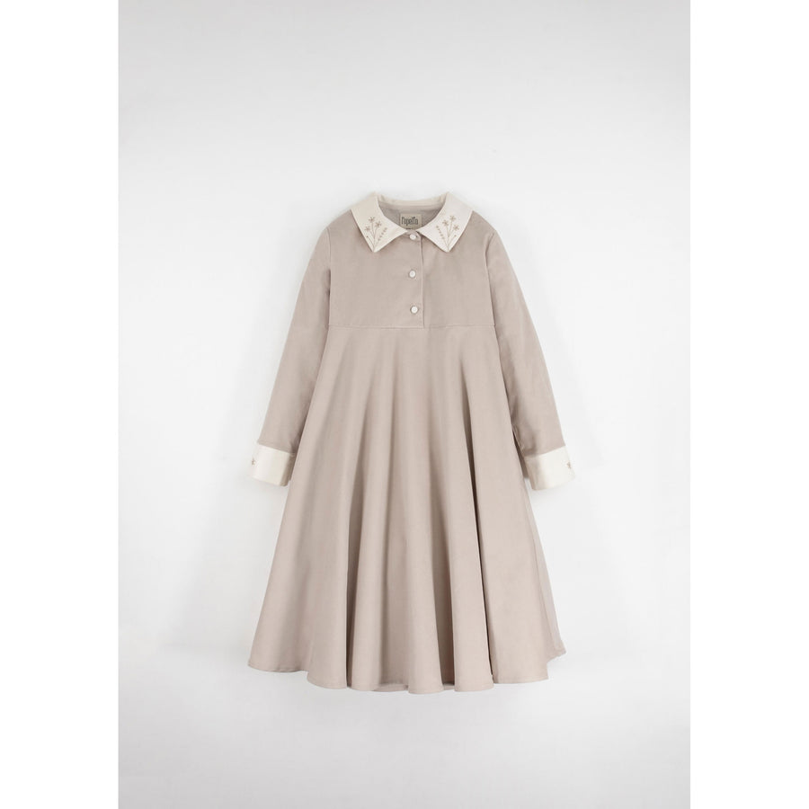 Popelin Beige Velvet Dress