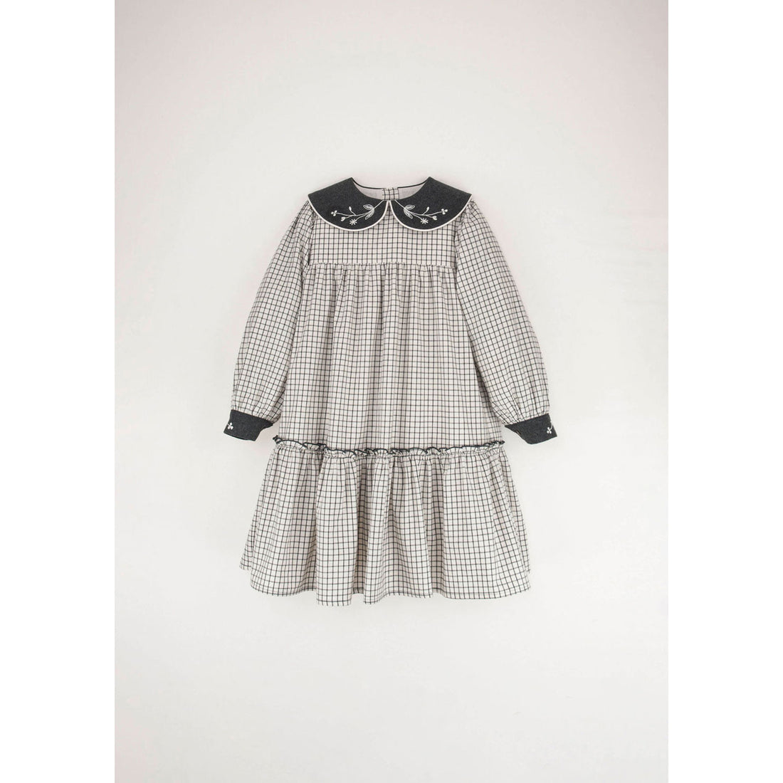 Popelin Off White Check  Dress