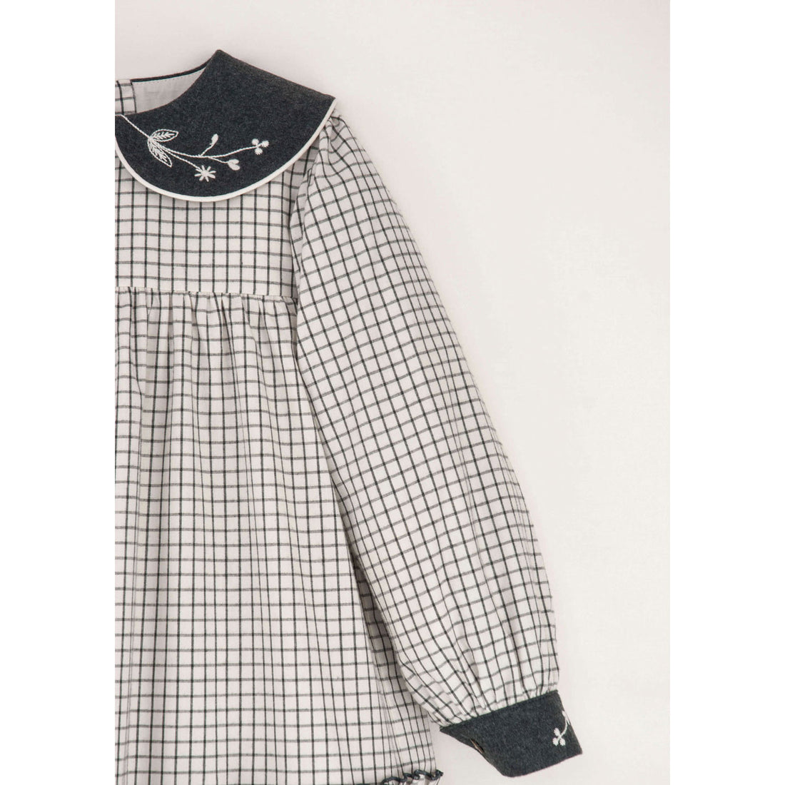 Popelin Off White Check  Dress