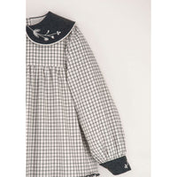 Popelin Off White Check  Dress