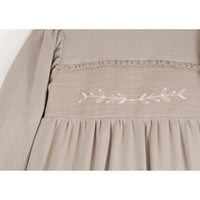 Popelin Sand Embroidered Yolk Dress