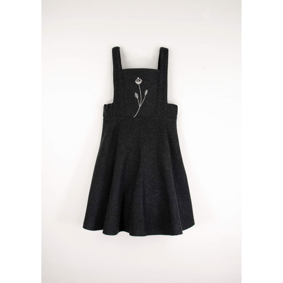 Popelin Dark Grey Wool Dungaree Dress 5Y