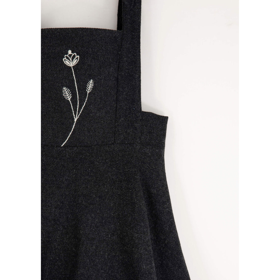 Popelin Dark Grey Wool Dungaree Dress 5Y