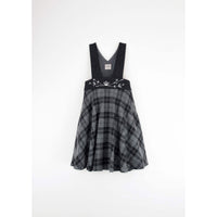 Popelin Grey Check Woollen Dungaree Dress
