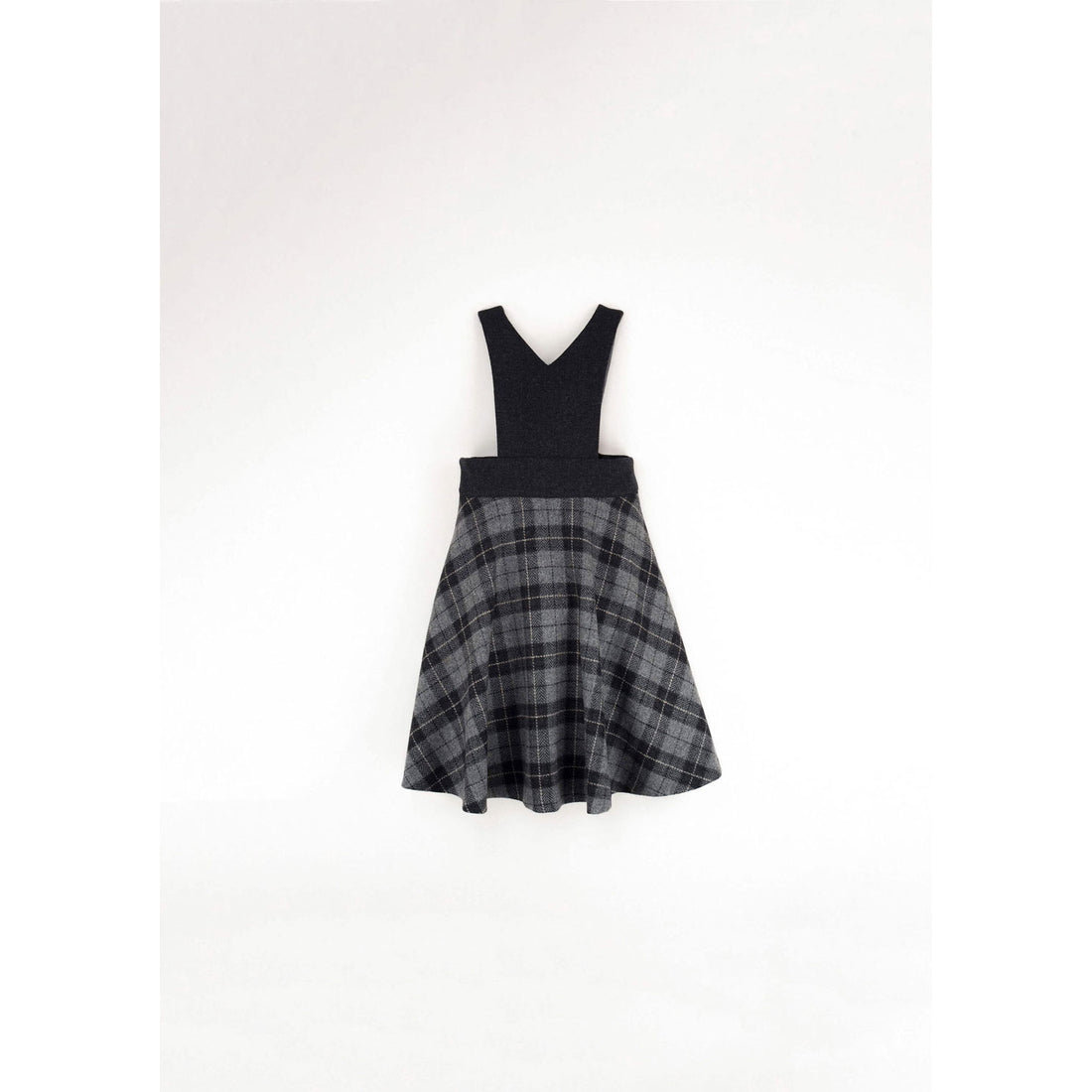 Popelin Grey Check Woollen Dungaree Dress