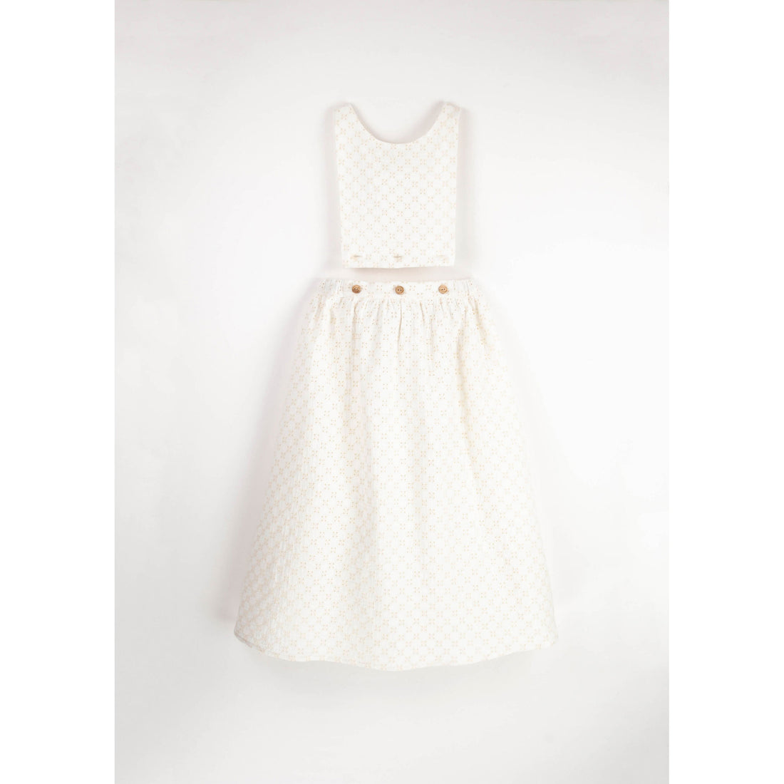 Popelin White Swiss Embroidered Midi Dress
