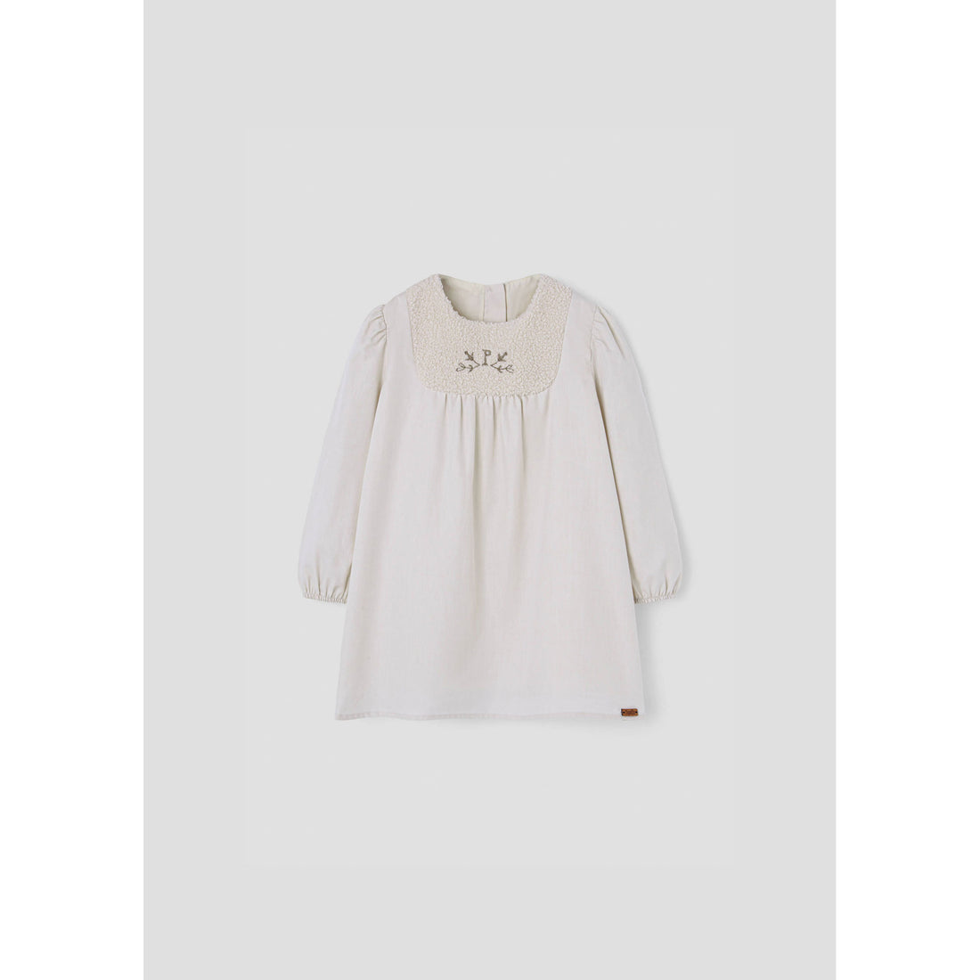 Popelin Off White Embroidered Yoke Dress