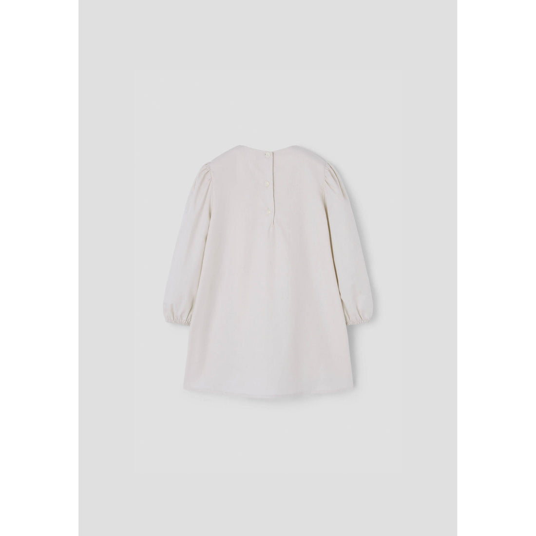 Popelin Off White Embroidered Yoke Dress