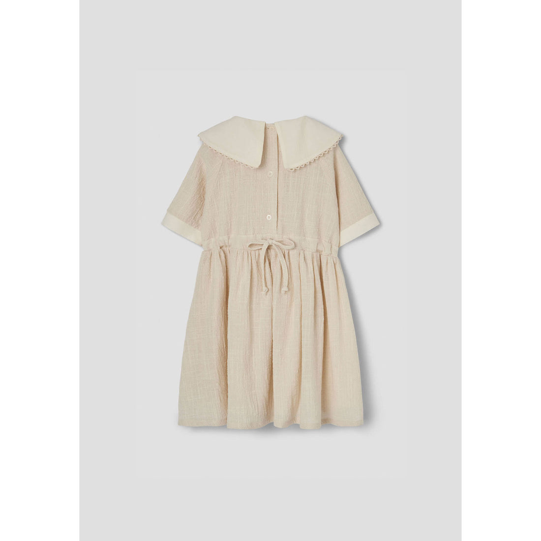 Popelin Off White Embroidered Short Dress