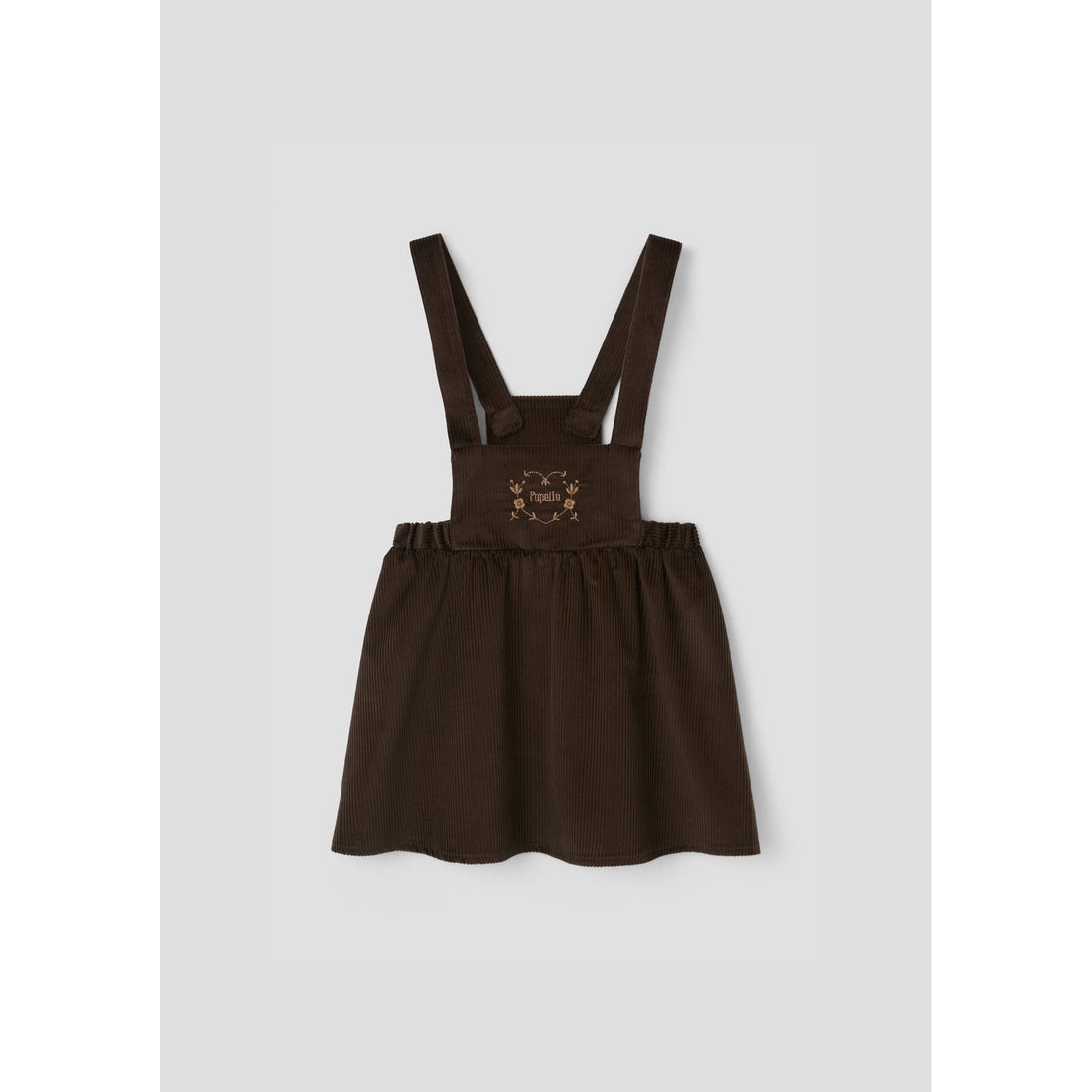Popelin Brown Embroidered Corduroy Dress
