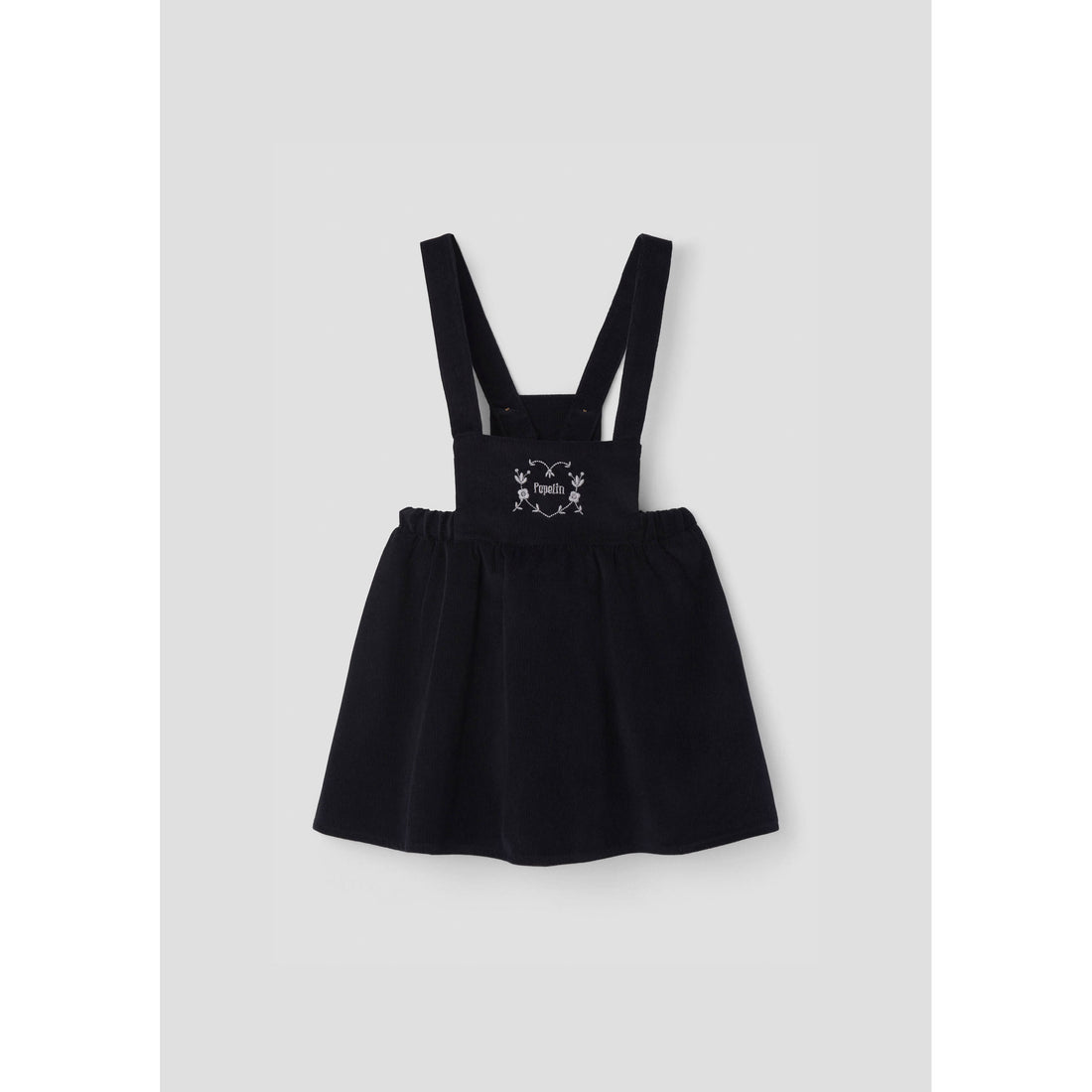 Popelin Black Embroidered Corduroy Dress