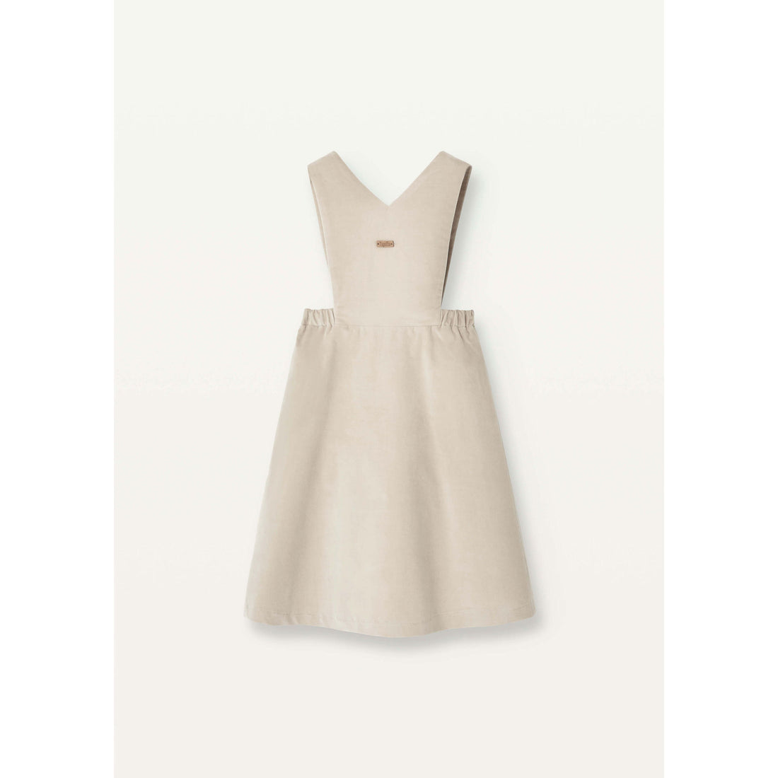 Popelin Cream Velvet Embroidered Strap Dress