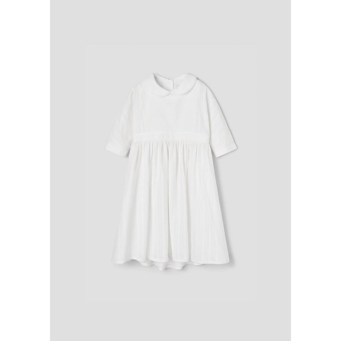 Popelin White Baby Collar Yoke Dress