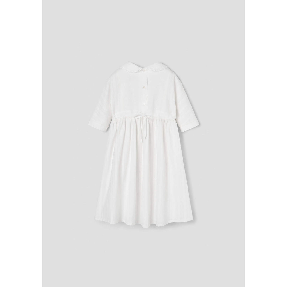 Popelin White Baby Collar Yoke Dress