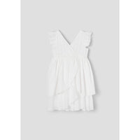 Popelin White Crossover Midi Dress