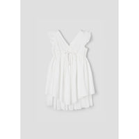Popelin White Crossover Midi Dress