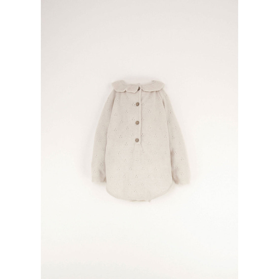 Popelin Off White Frilled Collar Knit Romper