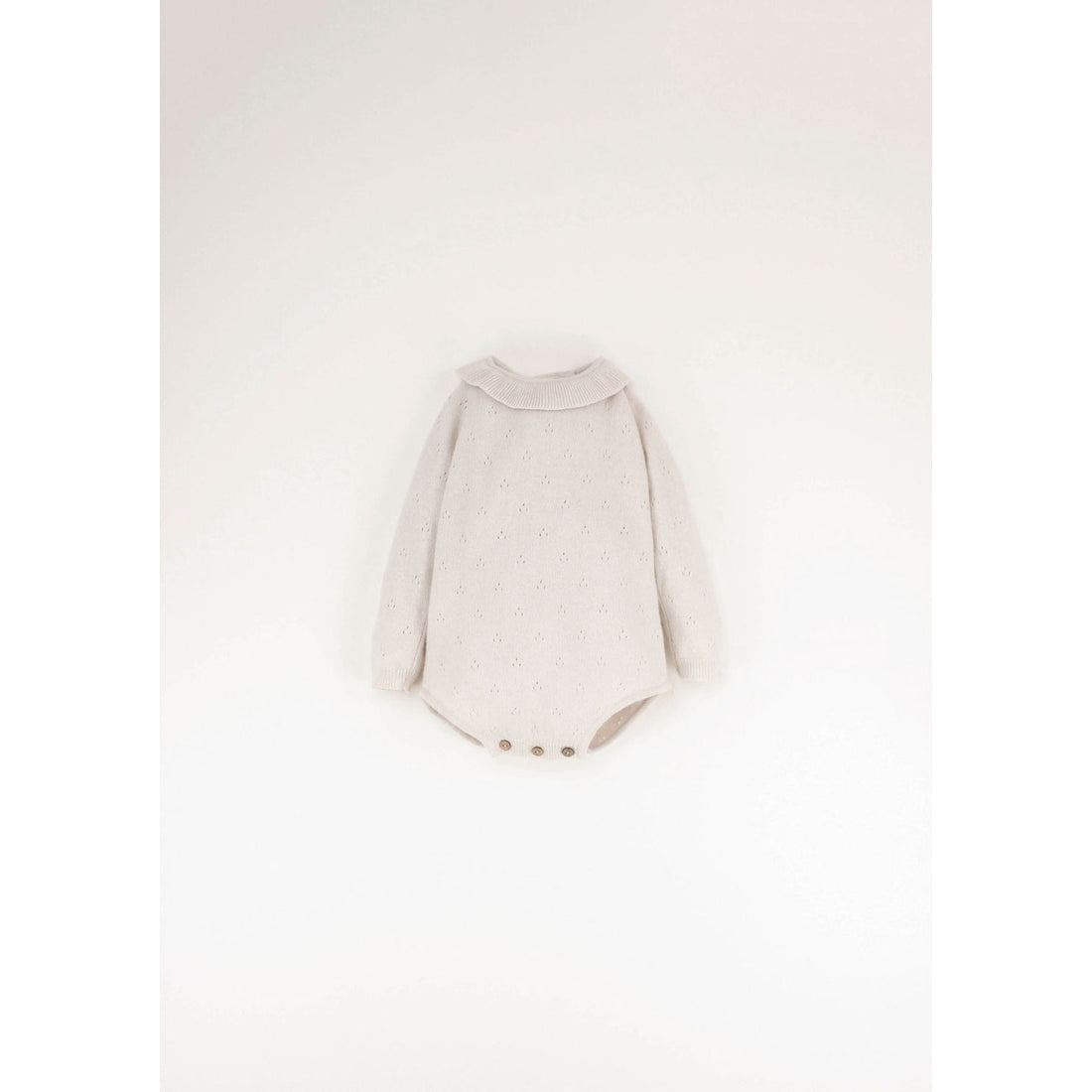Popelin Off White Frilled Collar Knit Romper
