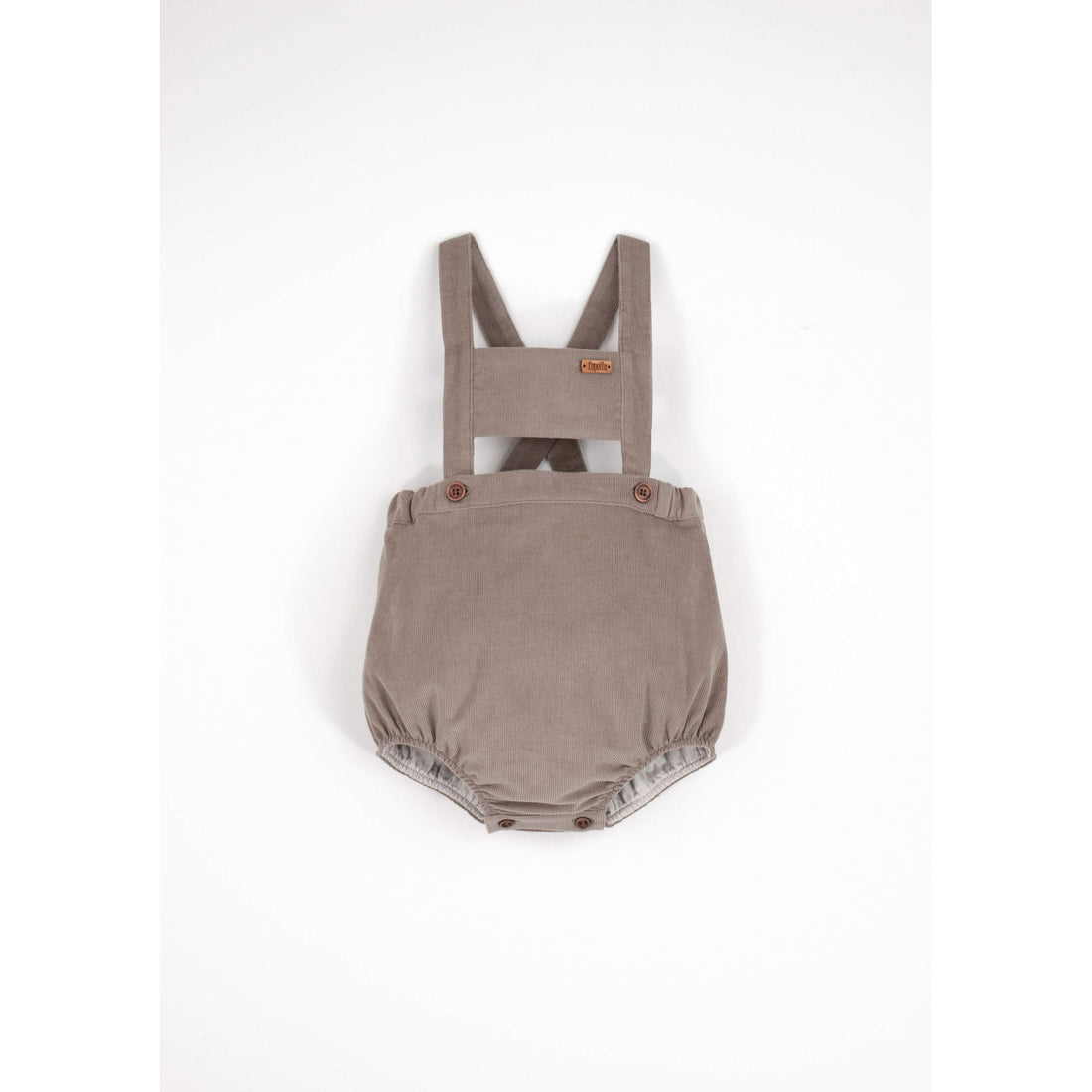 Popelin Taupe Romper Suit With Bib And Straps – BABY ELAINE