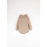 Popelin Beige Frilled Collar Knit Romper