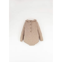 Popelin Beige Frilled Collar Knit Romper