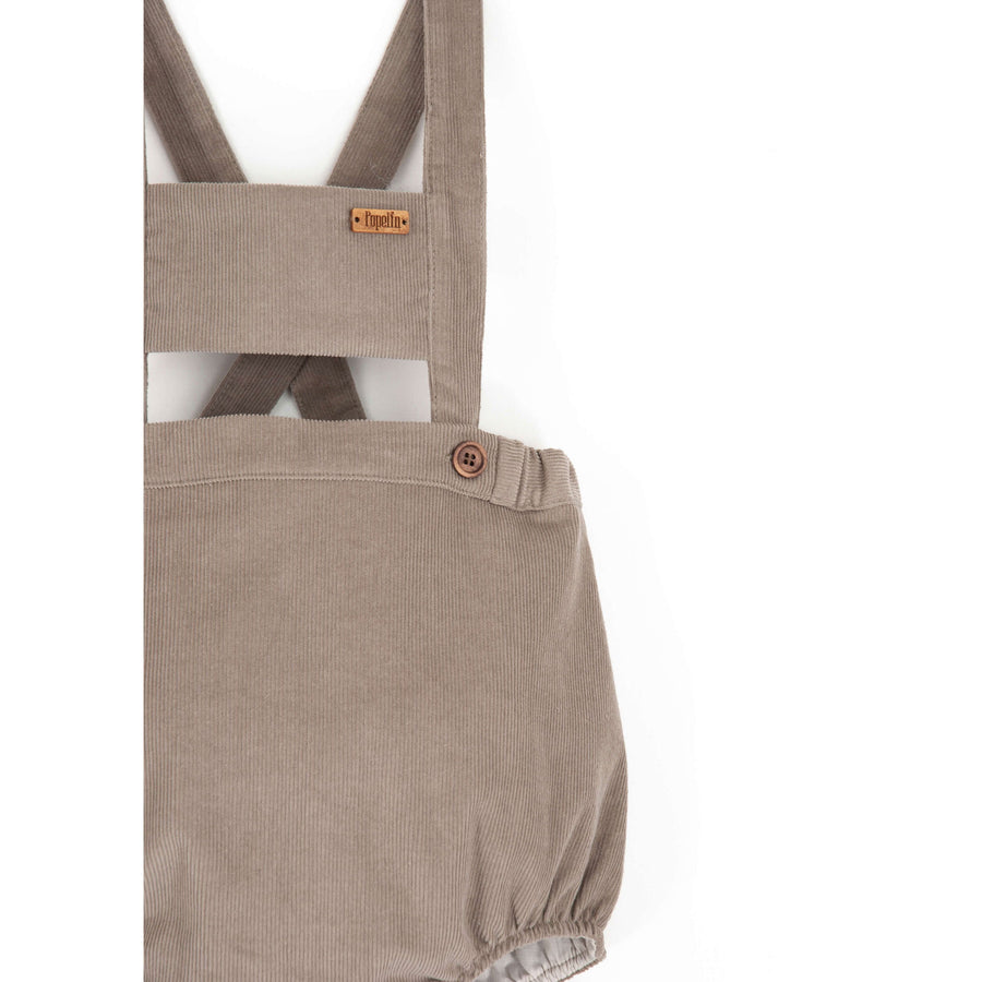 Popelin Taupe Corduroy Romper