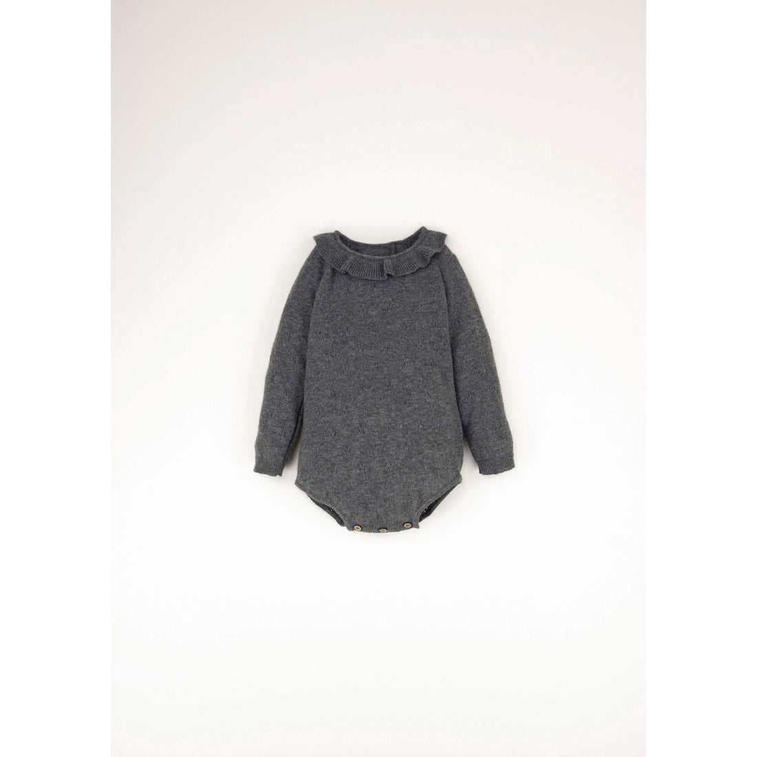 Popelin Grey Frilled Collar Knit Romper