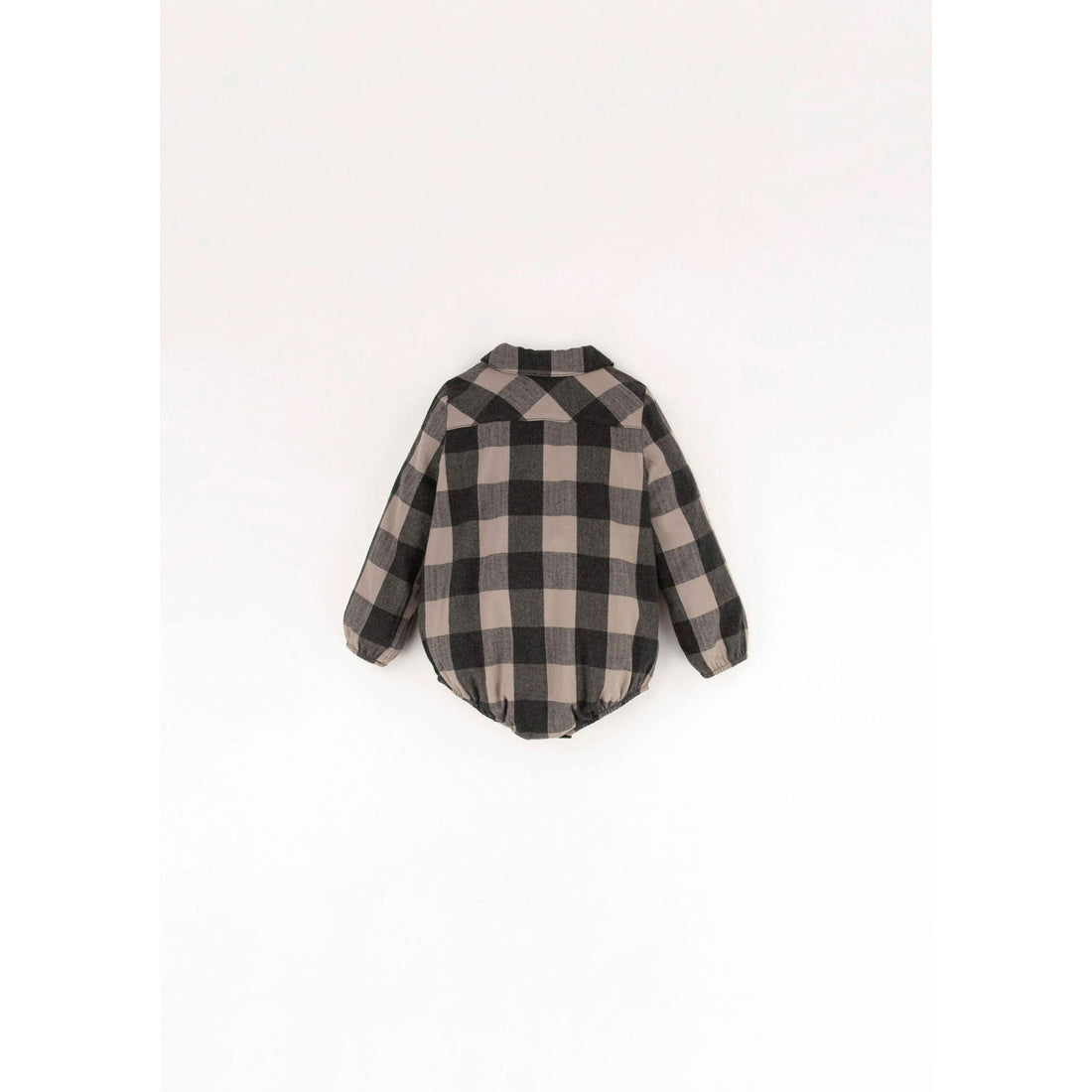 Popelin Taupe Check Shirt Romper