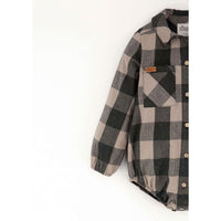 Popelin Taupe Check Shirt Romper