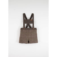 Popelin Brown Plaid Suspender Shorts