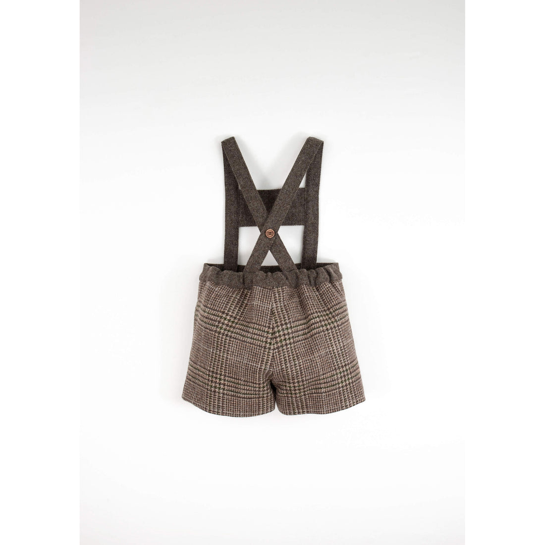 Popelin Brown Plaid Suspender Shorts
