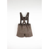 Popelin Brown Plaid Suspender Shorts
