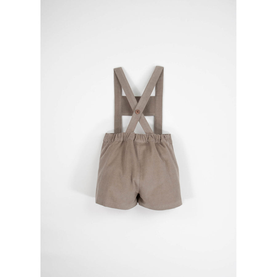 Popelin Taupe Corduroy Suspender Shorts