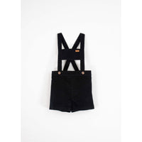 Popelin Black Corduroy Suspender Shorts