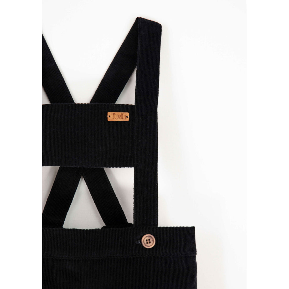 Popelin Black Corduroy Suspender Shorts