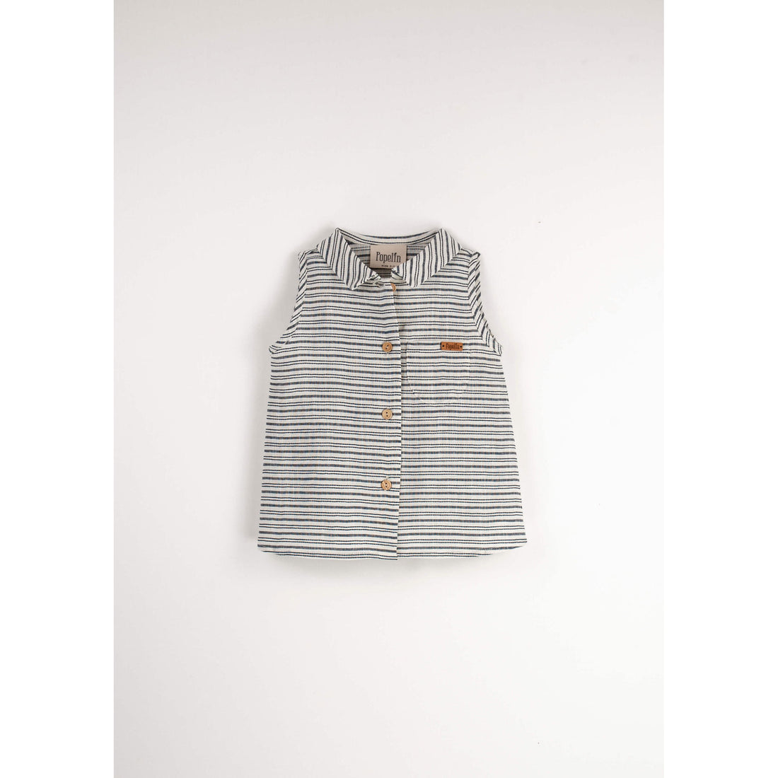 Popelin Embroidered Striped Sleeveless Shirt