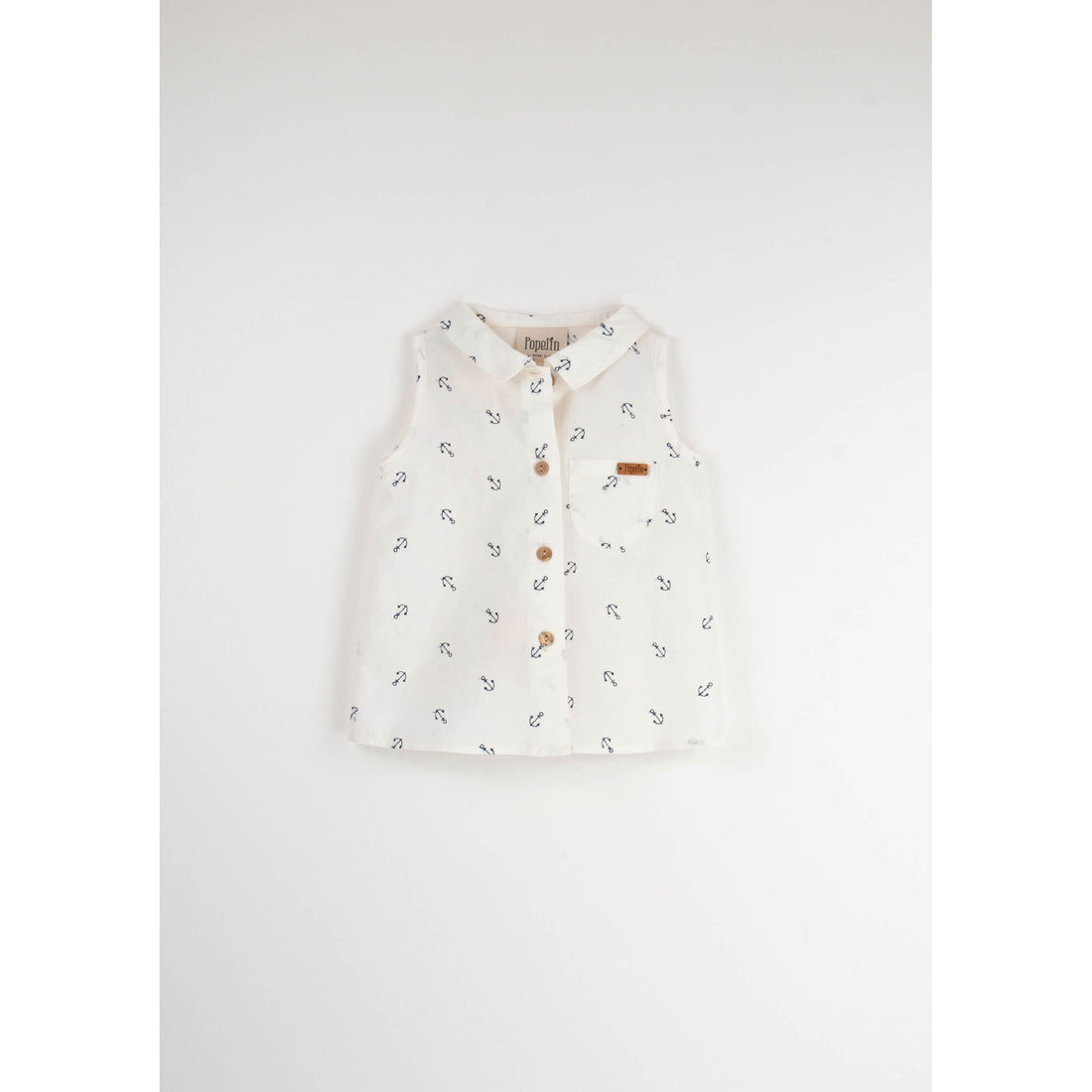 Popelin Embroidered Anchor Sleeveless Shirt