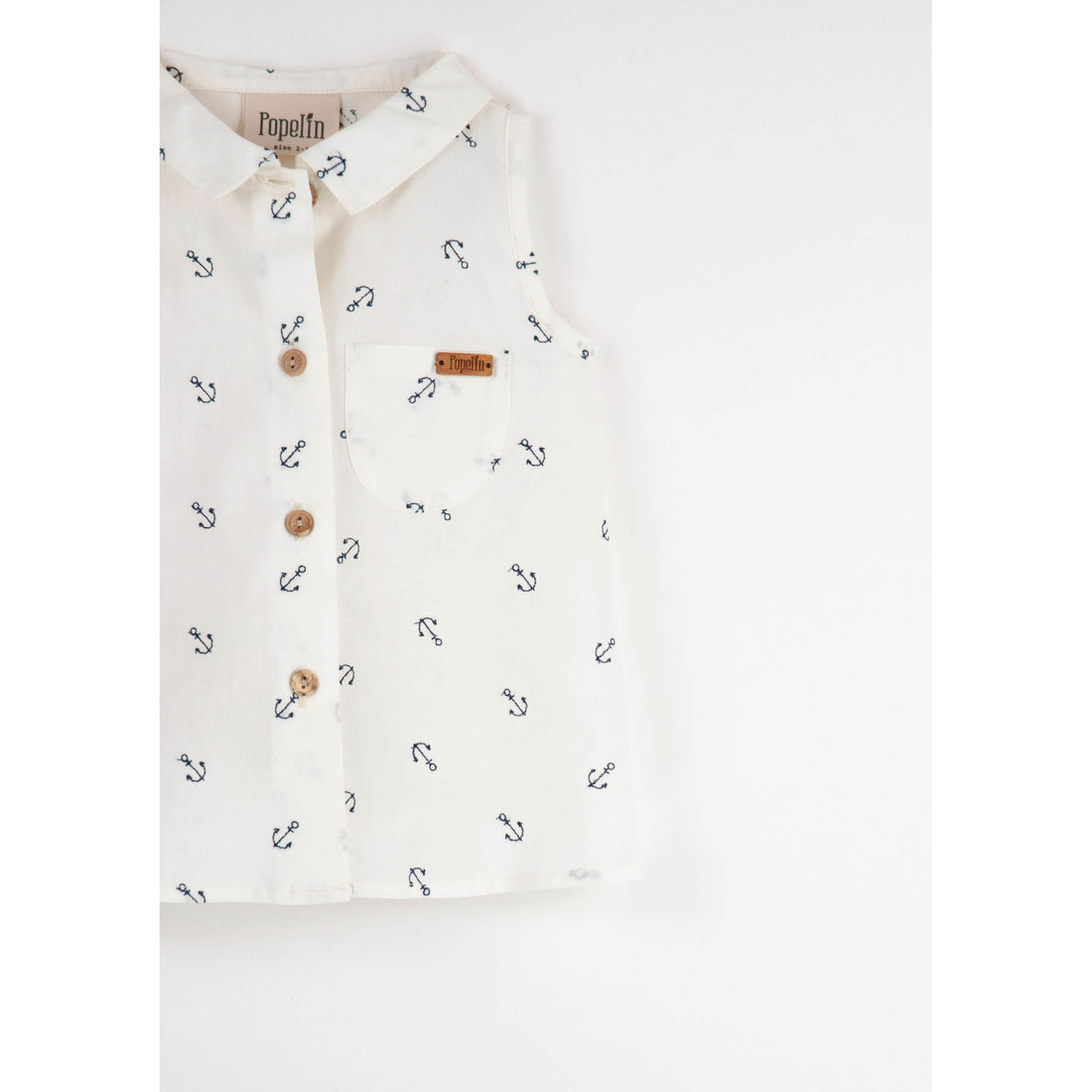 Popelin Embroidered Anchor Sleeveless Shirt