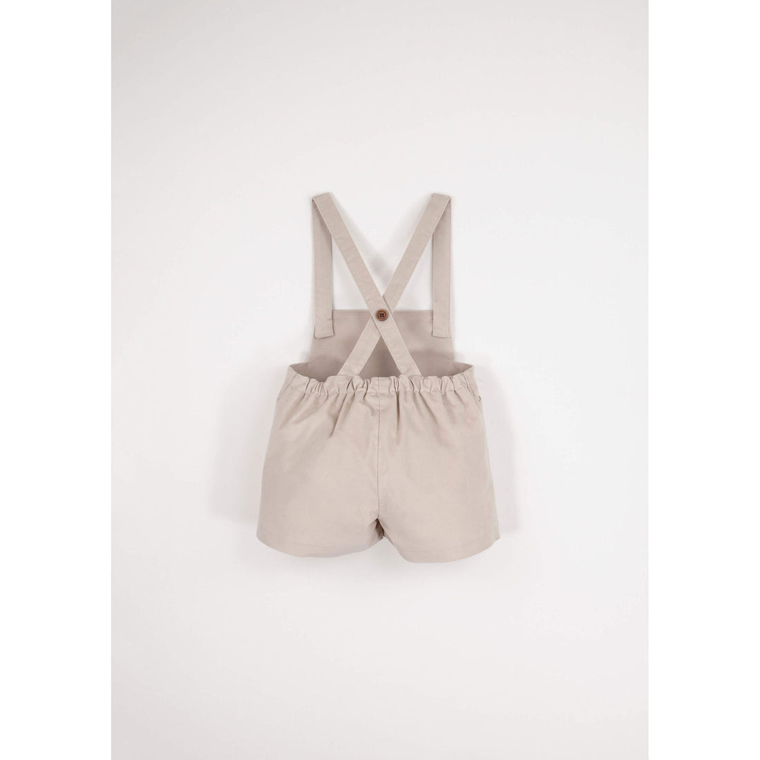 Popelin Beige Velvet Suspender Shorts