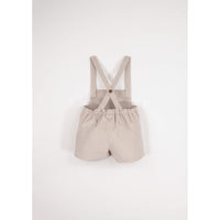 Popelin Beige Velvet Suspender Shorts