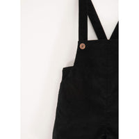 Popelin Black Velvet Suspender Shorts