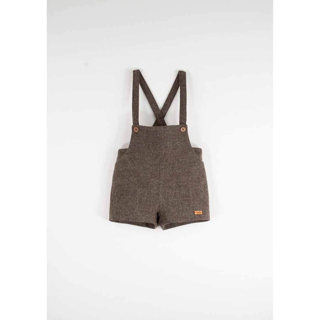 popelin / 25AW Brown dungarees サイズ2-3y Popelin Brown Wool Suspender Shorts – Ladida