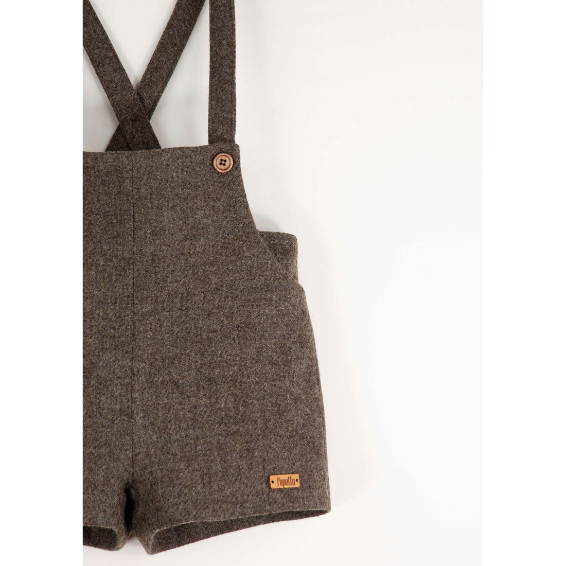Popelin Brown Wool Suspender Shorts