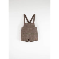 Popelin Brown Plaid Wool Suspender Shorts