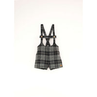 Popelin Grey Check Woollen Short Dungarees