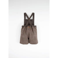 Popelin Brown Plaid Wool Romper